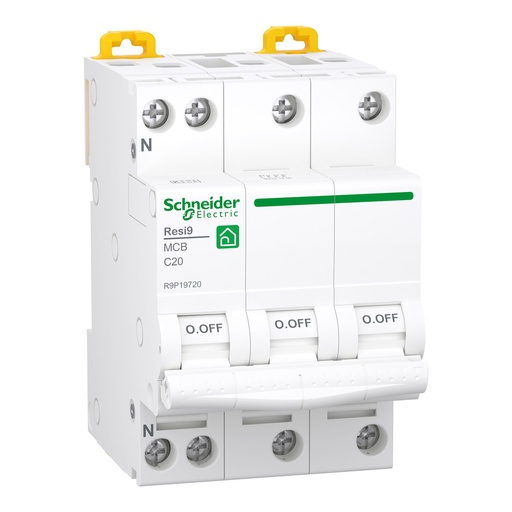 [E3YD2] Schneider Electric Resi9 3P+N 20A Disjoncteur 6kA - R9P19720