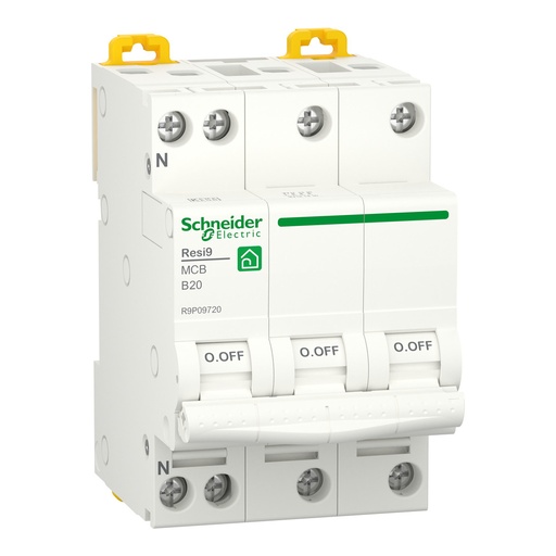 [E3YD4] Schneider Resi9 MCB 3P+N 20A B-Curve 6kA Circuit Breaker - R9P09720