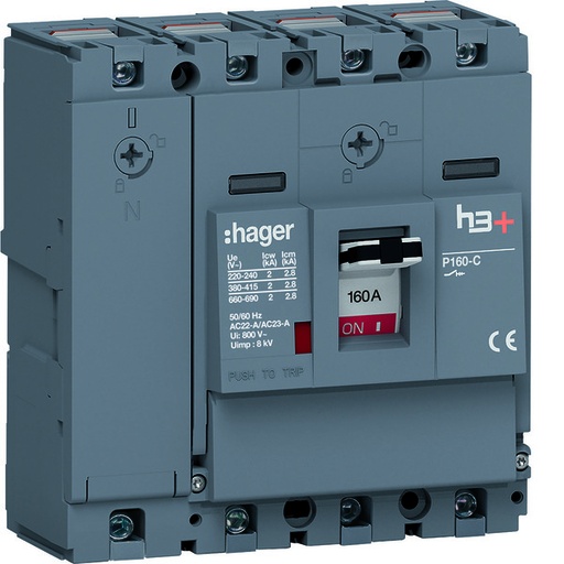 [E3YE4] Hager H3+ P160 Interrupteur De Charge À 4 Pôles 160A - HCS161AC