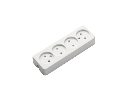 [E3YK8] MK 4-Way Desktop Power Strip Without Ground 16A White (European Socket) - 509/KWS