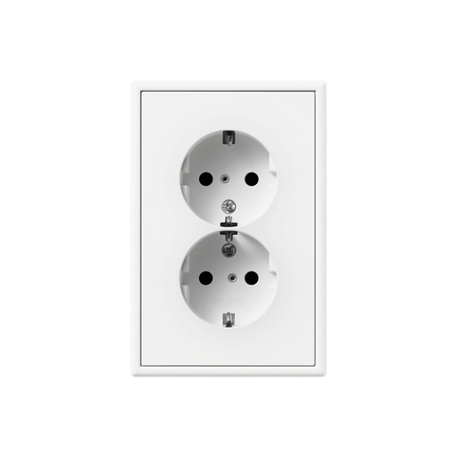 [E3YNV] Jung LS990 Double Socket Outlet Matt White With Safety Contact (European Socket) - LS5015KIWWM