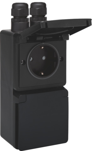 [E3YNZ] Niko Hydro IP55 Dubbele Verticale Stopcontact Met Beschermafdekking (Europese Stekkerdoos) - 761-37832