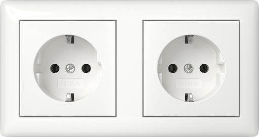 [E3YXA] Gira System 55 Double Socket Outlet Pure White Glossy - 492503