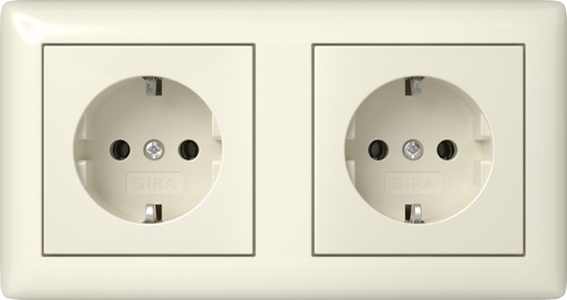 [E3YXB] Gira System 55 Dual Socket Outlet With Ground - 492501
