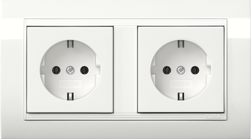 [E3YXC] Gira Standaard 55 Dubbele SCHUKO Stopcontact Met Frame Puur Wit - 4921023
