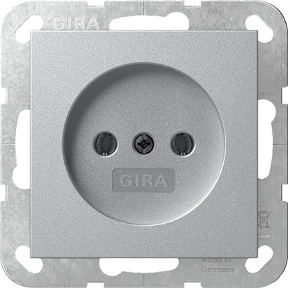 [E3YY4] Gira System 55 Aluminium Steckdose Ohne Erdanschluss - 448026