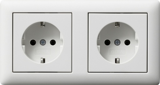 [E3YXH] Gira Standaard 55 Dubbele SCHUKO Stopcontact Met Frame - 479304