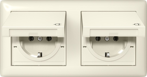 [E3YZQ] Gira Standaard 55 Dubbele Schuko Stopcontact IP44 Met Afdekking - 415801