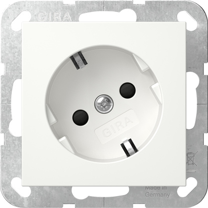 [E3YZ6] Gira System 55 SCHUKO Socket 30° Safety Plus Pure White Matt - 441827