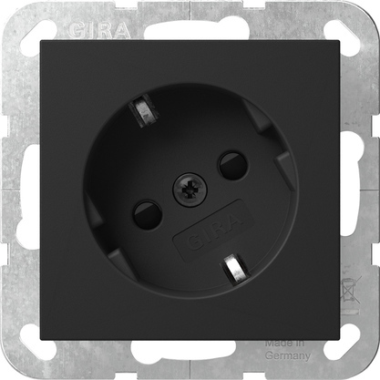 [E3YZ8] Gira Systeem 55 30-Graden Hoekige Veiligheidsstopcontact Zwart Matt - 4418005