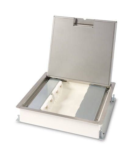 [E3Z3D] Velox 50 Hydro Fußbodenbox 4 Stromanschlüsse Edelstahl - 33.70.213