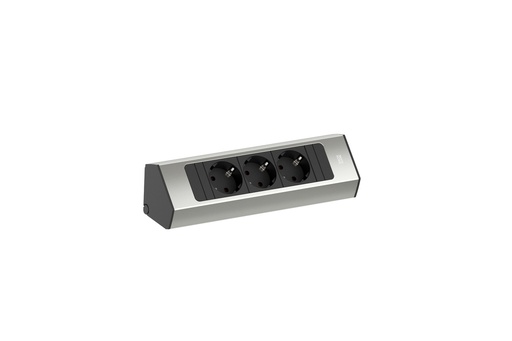 [E3ZGW] Bachmann Casia 2 Corner Power Unit 3x 230V Stainless Steel (European Socket) - 932.000