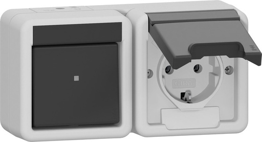 [E3ZM3] Gira 417730 Horizontal Switch Socket Combo IP44 Gray - 417730