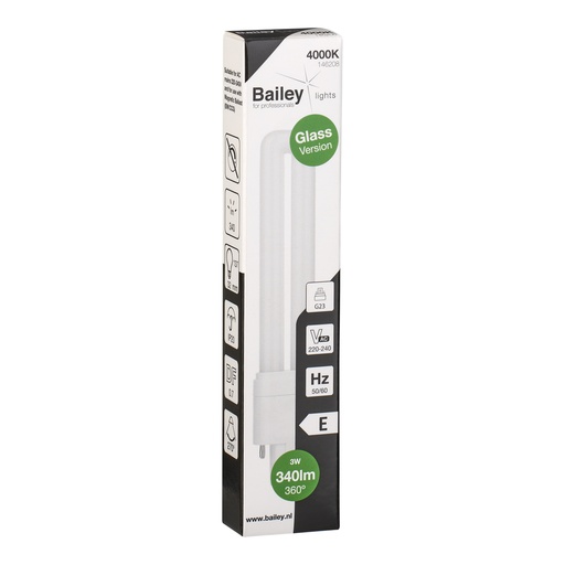 [E3ZMY] Bailey LED PL Glass G23 3W 4000K 340LM Retrofit Lamp - 146208