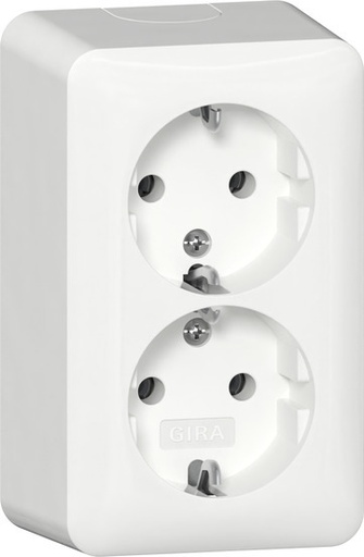 [E3ZQA] Gira Aufputz Doppeltes Schuko-Steckdose Rein Weiß - 478014