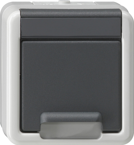 [E3ZW5] Gira Safety Plus Shockproof Socket Outlet With Cover - 441430