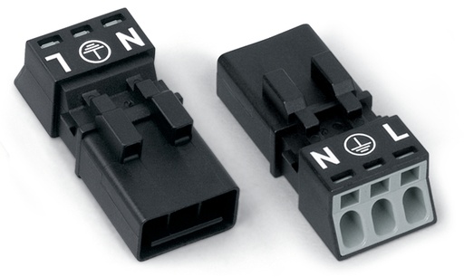 [E3U4P-X2] Wago 890-213 3-Pool Mini Connector Zwart - 890-213 [2 Stuks]