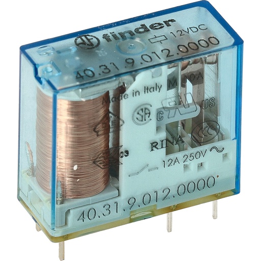 [E3TZQ-X2] Finder 40.31 Relé PCB 12VDC 10A SPDT - 40.31.9.012.0000 [2 Piezas]