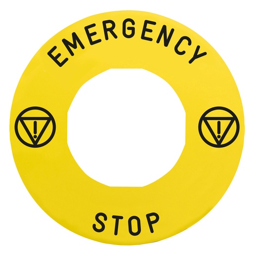 [E3VB8-X2] Harmony 60mm Yellow Emergency Stop Legend Plate - ZBY9330T [2 Pieces]