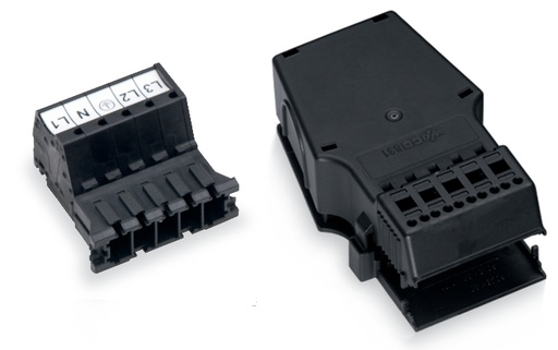 [E3XAK-X5] Wago 5 Pole Strain Relief Connector 6mm Black - 831-3205/1020-004 [5 Pieces]