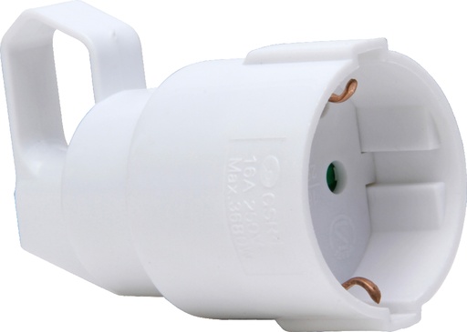 [E3YBV-X10] Grounded Side Entry Power Socket With Pull Ring 16A White - 183213008 [10 Pieces]
