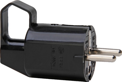 [E3YBW-X10] Rechtwinkliger Geerdeter Stecker CEE 7/VII Mit Zugring Schwarz - 170315005 [10 Stück]