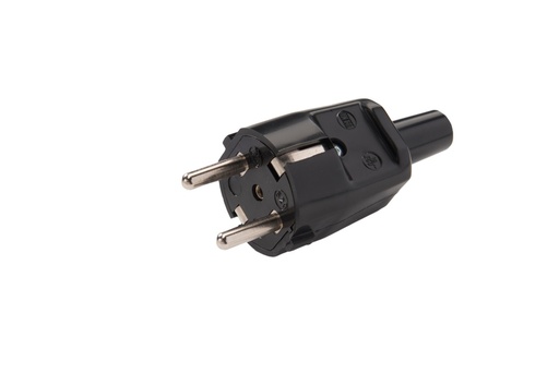 [E3YK4-X5] Pvc Type F Stroomstekker Met Trekontlasting 250V 16A Zwart - 520/SW [5 Stuks]