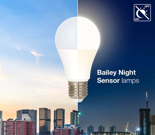 [E3Z3B-X2] Bailey LED A60 E27 Night Sensor Bulb 9W 820lm 2700K - 145743 [2 Pieces]