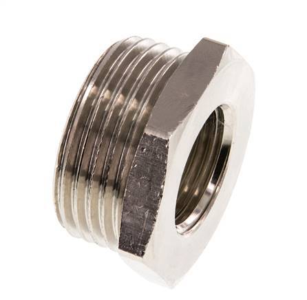 [FL2S-FM-BN-012G-100G-X2] G 1/2'' x G 1'' F/M Bague réductrice en laiton nickelé 16 Bar [2 Pièces]