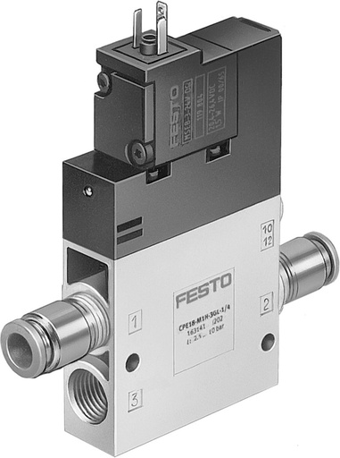 [P2PQV] Festo 3/2 NO Monostable Air Solenoid Valve QS-10 1000l/min - 163156