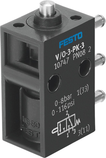 [P2RW6] Festo 3/2 NO/NC Monostabiler Stangengesteuerter Ventil PK-3 80l/min - 10747