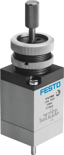 [P2RY4] Festo 4/3 Vented Finger Lever Valve M5 125l/min - 7334
