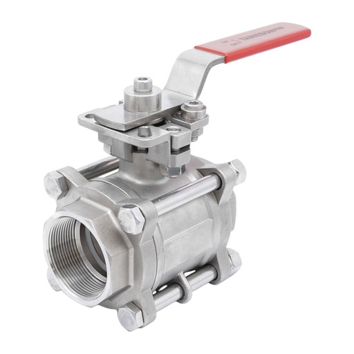 [V3JTN] G 3/4'' 3-Piece 2-Way Stainless Steel Ball Valve 69 bar PTFE ISO-Top F03/F04 - TamesonPRO 1121-034