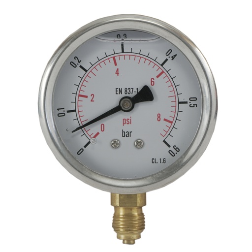 [ML00P663SVG] 0..0.6 Bar (0..9 psi) Manomètre à glycérine inférieur Acier inoxydable/laiton 63 mm Classe 1.6