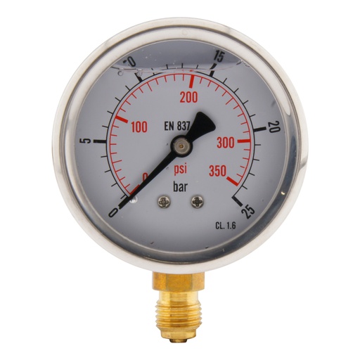 [ML02563SVG] 0..25 Bar (0..363 psi) Glycerin Pressure Gauge Below Stainless steel/Brass 63 mm Class 1.6