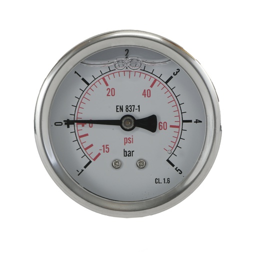 [ML-1563SHG] -1..5 Bar (-15..73 psi) Manomètre à glycérine Arrière Acier inoxydable/laiton 63 mm Classe 1.6