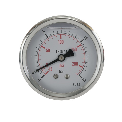 [ML-11563SHG] -1..15 Bar (-15..218 psi) Manomètre à glycérine Arrière Acier inoxydable/laiton 63 mm Classe 1.6