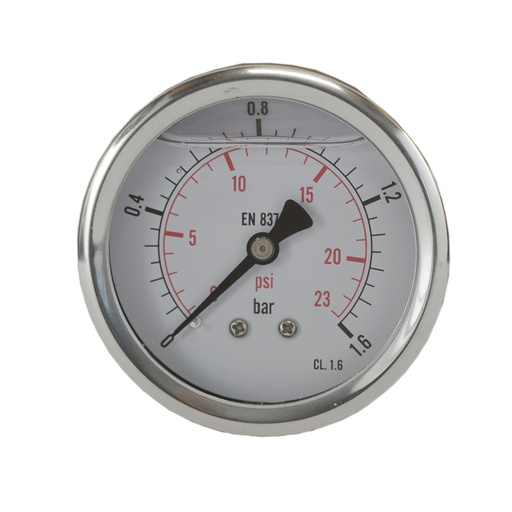 [ML01P663SHG] 0..1.6 Bar (0..23 psi) Glycerin Pressure Gauge Rear Stainless steel/Brass 63 mm Class 1.6