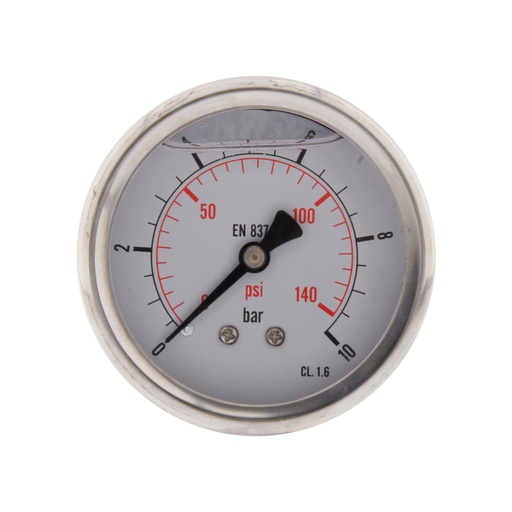 [ML01063SHG] 0..10 Bar (0..145 psi) Glycerin Pressure Gauge Rear Stainless steel/Brass 63 mm Class 1.6