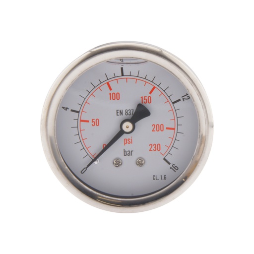 [ML01663SHG] 0..16 Bar (0..232 psi) Manomètre à glycérine Arrière Acier inoxydable/laiton 63 mm Classe 1.6