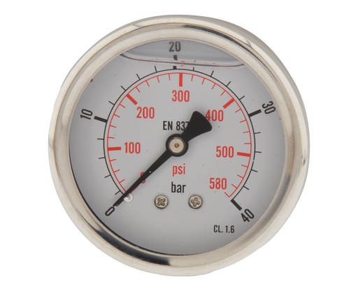 [ML04063SHG] 0..40 Bar (0..580 psi) Manomètre à glycérine Arrière Acier inoxydable/laiton 63 mm Classe 1.6