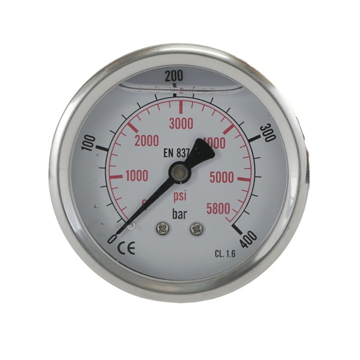 [ML040063SHG] 0..400 Bar (0..5802 psi) Manomètre à glycérine Arrière Acier inoxydable/laiton 63 mm Classe 1.6