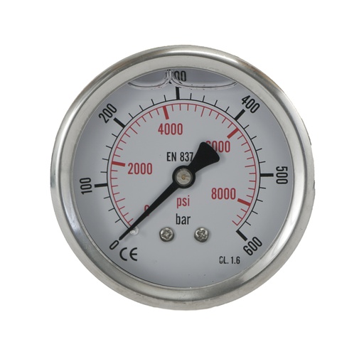 [ML060063SHG] 0..600 Bar (0..8702 psi) Manomètre à glycérine Arrière Acier inoxydable/laiton 63 mm Classe 1.6