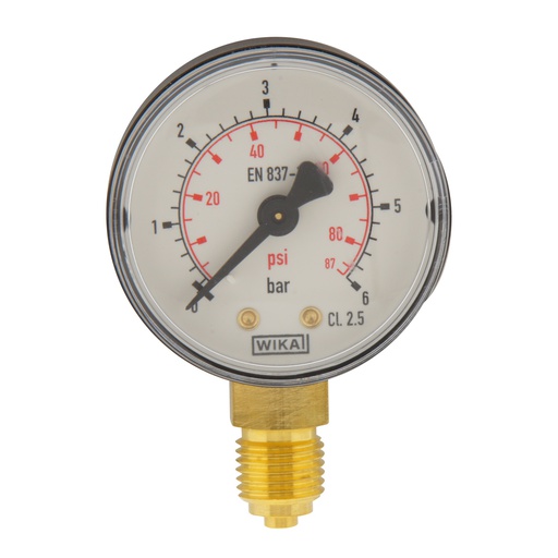 [MW0640PV] 0..6 Bar Druck Manometer unter Kunststoff / Messing 40 mm Klasse 2.5