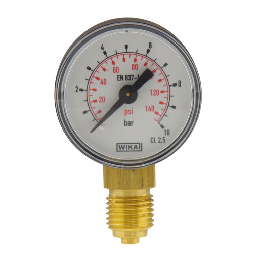 [MW01040PV] 0..10 Bar Druck Manometer unter Kunststoff / Messing 40 mm Klasse 2.5