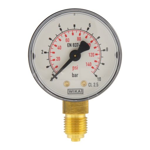 [MW01050PV] 0..10 Bar (0..145 psi) Druck Manometer unter Kunststoff / Messing 50 mm Klasse 2.5