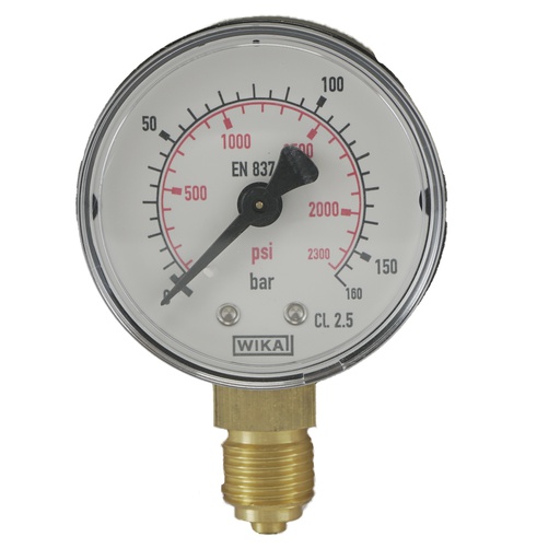 [MW016050PV] 0..160 Bar (0..2321 psi) Manómetro por debajo de plástico / latón 50 mm Clase 2.5