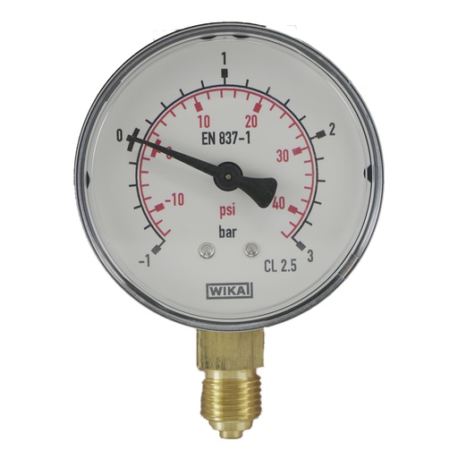 [MW-1363PV] -1..3 Bar (-15..44 psi) Pressure Gauge Below Plastic/Brass 63 mm Class 2.5