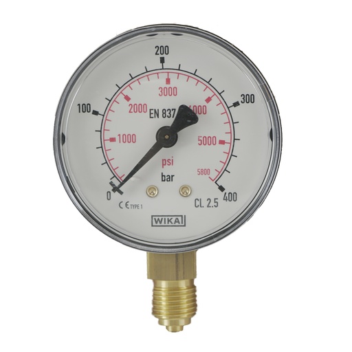 [MW040063PV] 0..400 Bar (0..5802 psi) Manómetro por debajo de plástico / latón 63 mm Clase 2.5