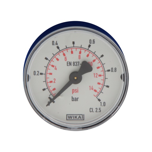 [MW0140PH-18] 0..1 Bar (0..15 psi) Druck Manometer hinten Kunststoff / Messing 40 mm Klasse 2.5